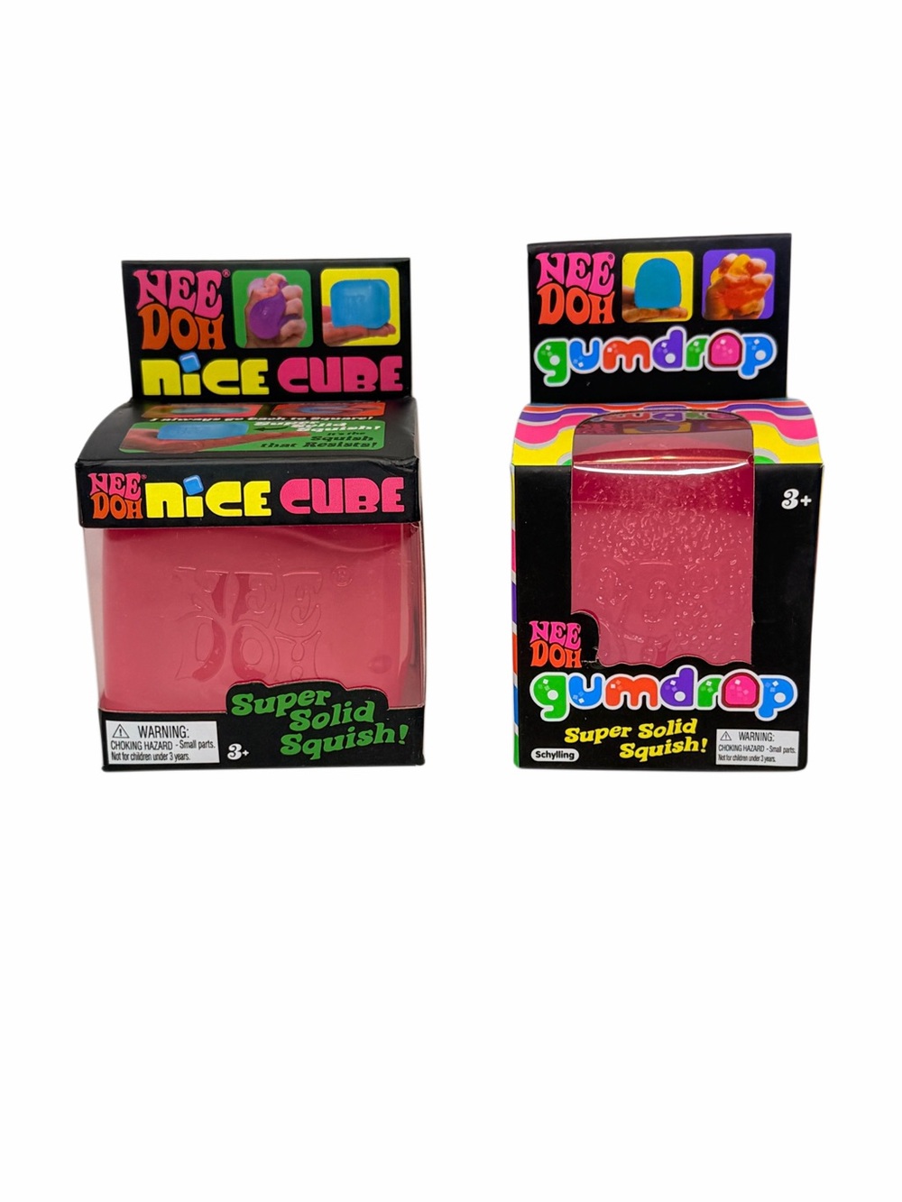 NeeDoh Nice Cube pink and NeeDoh Gum drop new pink lot set of 2